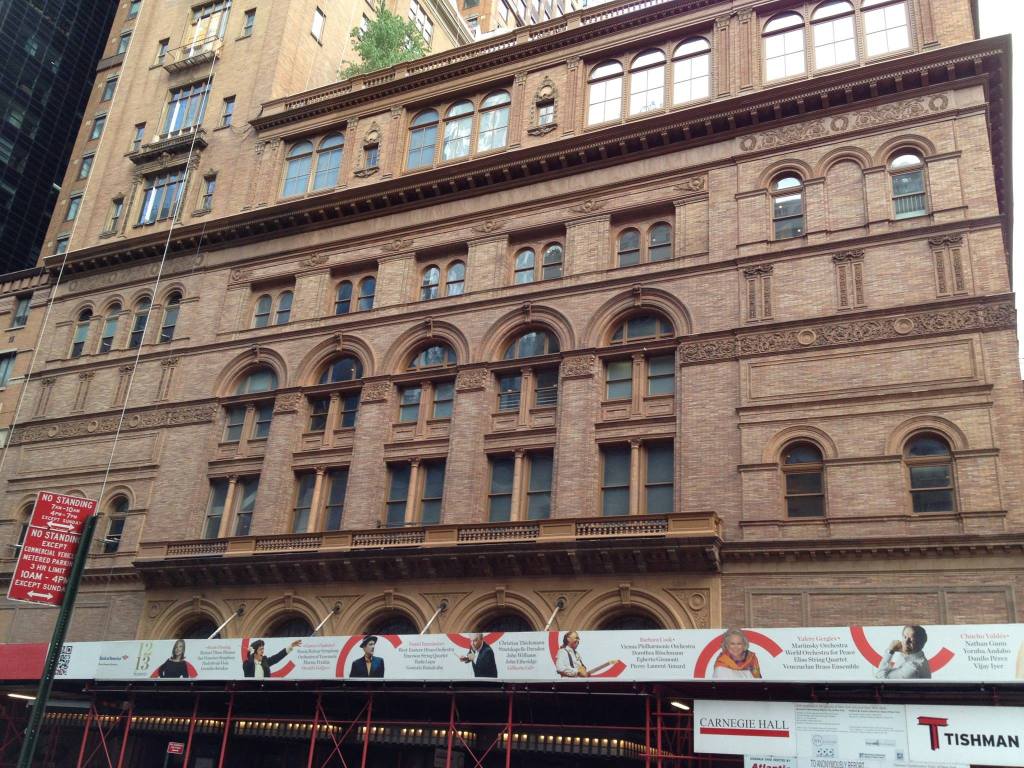 iPhone photo of the outside building of Carnegie Hall, in New York, NY
